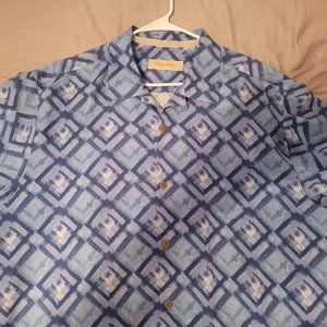 MEN'S TOMMY BAHAMA BLUE 100% SILK SHIRT XL